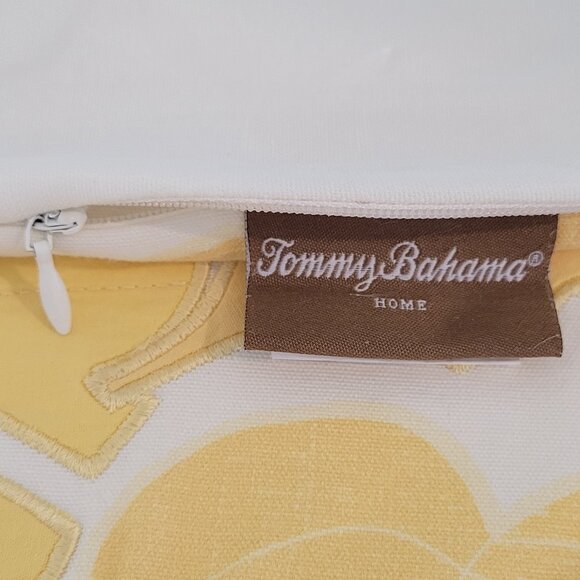Set of 2 TOMMY BAHAMA 18" Cotton Embroidered Accent Pillow Covers Yellow/Coconut - Picture 2 of 7